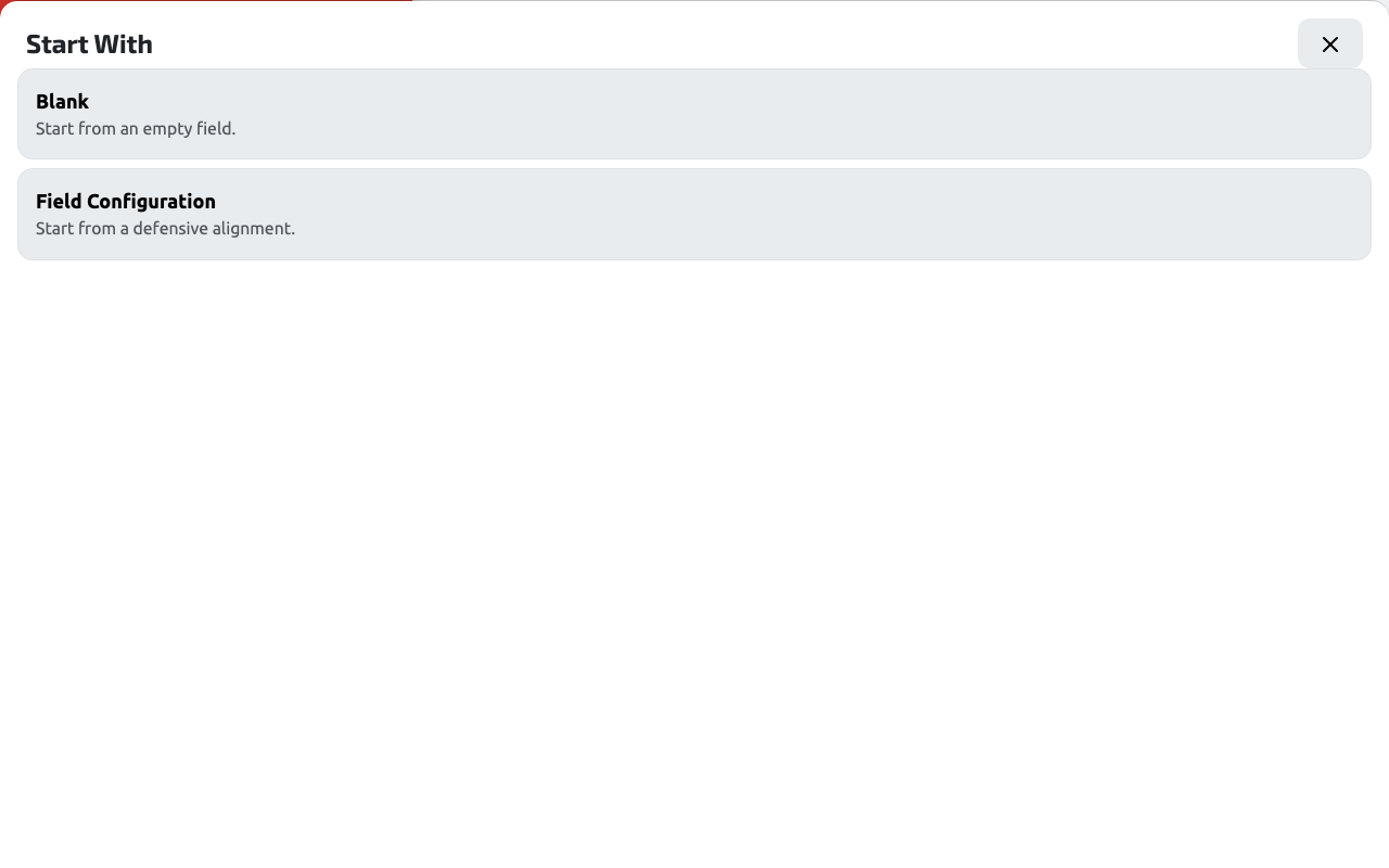 The diagram editor's tool palette over a blank field